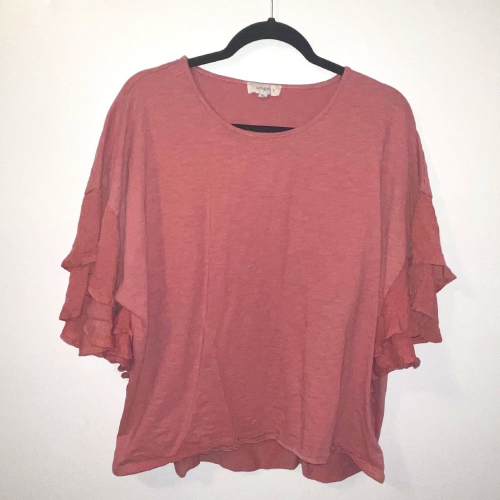 UMGEE Women's Pink Ruffle Top, 1XL